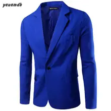 Yauamdb/мужские костюм Блейзер Весна /осень человек пальто мужские брендовые блейзер Повседневная кнопка костюмы Бизнес Slim Fit 55 Куртки