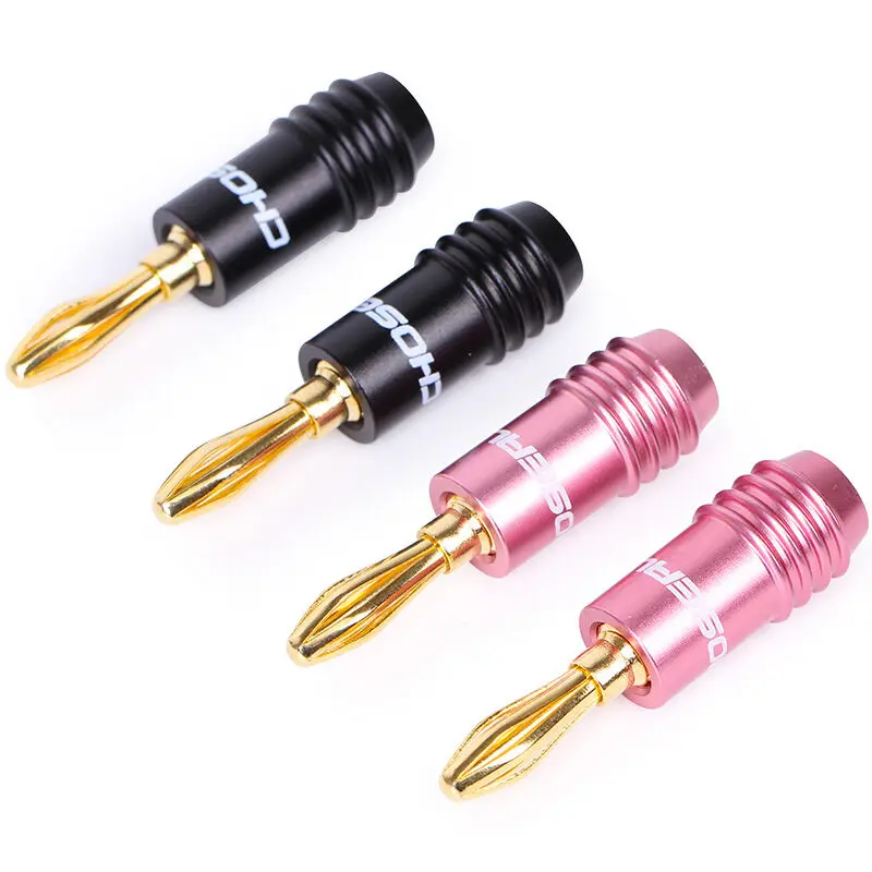 Choseal 4Pcslot QS6033 Banana Plugs JACK 24K Gold-Plated Connectors Amplifier Plug For Speaker Amplifiers  (2)