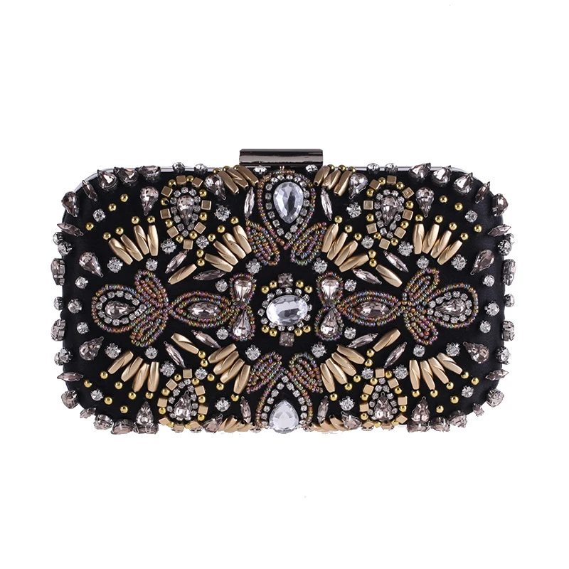 

Women Crystal Evening Bag Retro Beaded Clutch Bags Wedding Diamond Beaded Bag Party Rhinestone Small Shoulder Bags 2018