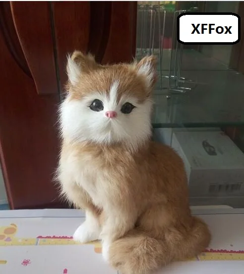 

new real life sitting yellow cat model plastic&furs simulation natural colour cat doll gift about 22x16cm xf1327