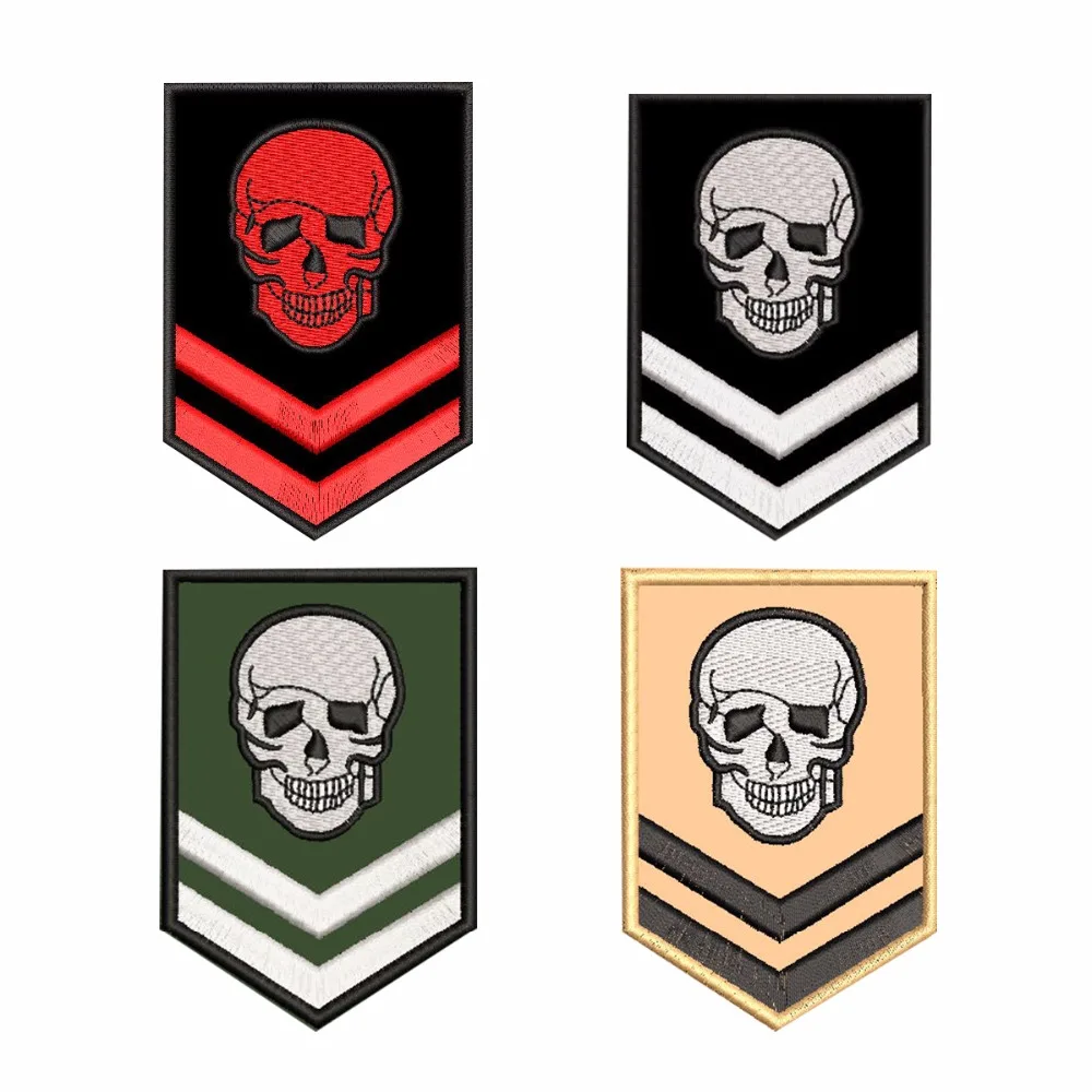 Череп Epaulette Военная нашивка shoudler байкерские значки мотоциклетный клуб PunkRocker patches