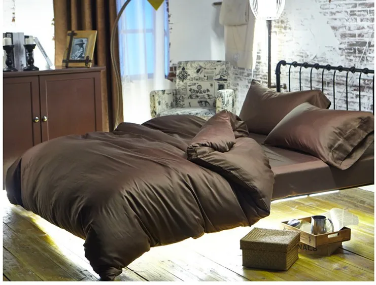 

Luxury Brown 100% Egyptian cotton bedding sets sheets queen duvet cover king size bed in a bag linen double quilt doona bedsheet