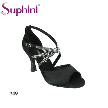 

Free Shipping Suphini Soft Sole Latin shoes Black Women Satin Latin Dance Shoes Salsa Dance Shoes for Women