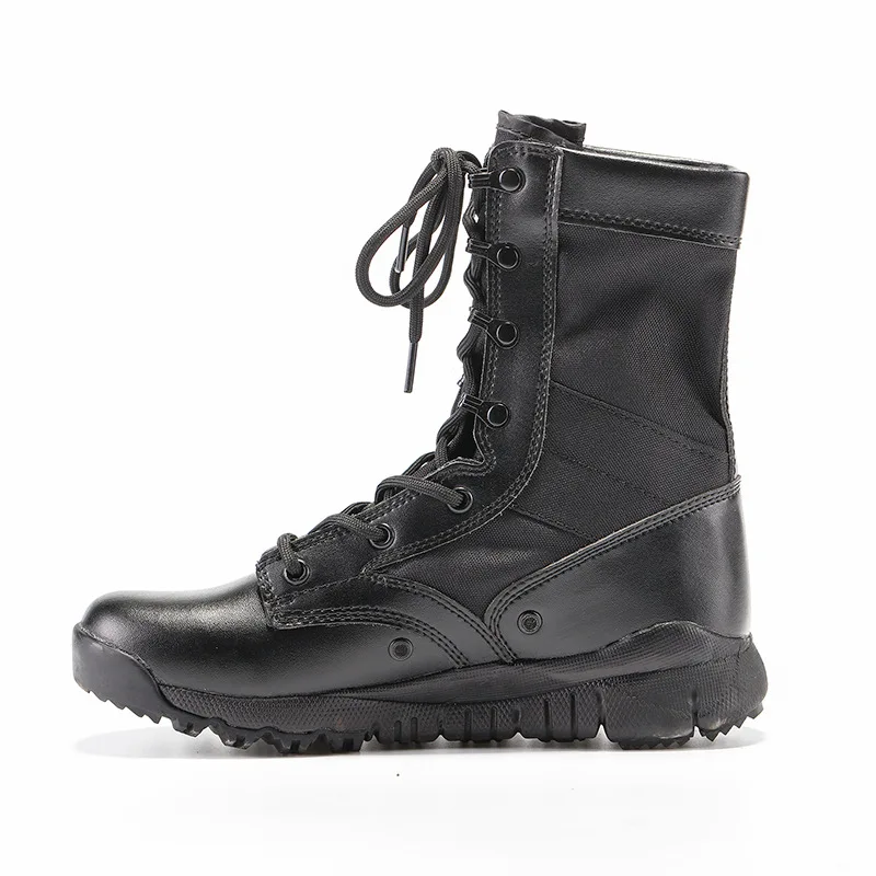

Mens Tactical Military Boots Leather Wearable Breathable Hiking Shoes Lace UP Mountain Combat Camping Boots AA12015