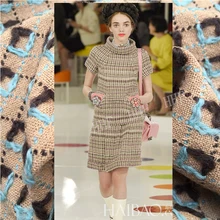 Limited Italy imports Small sweet style tweed wool woven tartan jacquard fashion fabric for coat tissu au meter bright cloth DIY