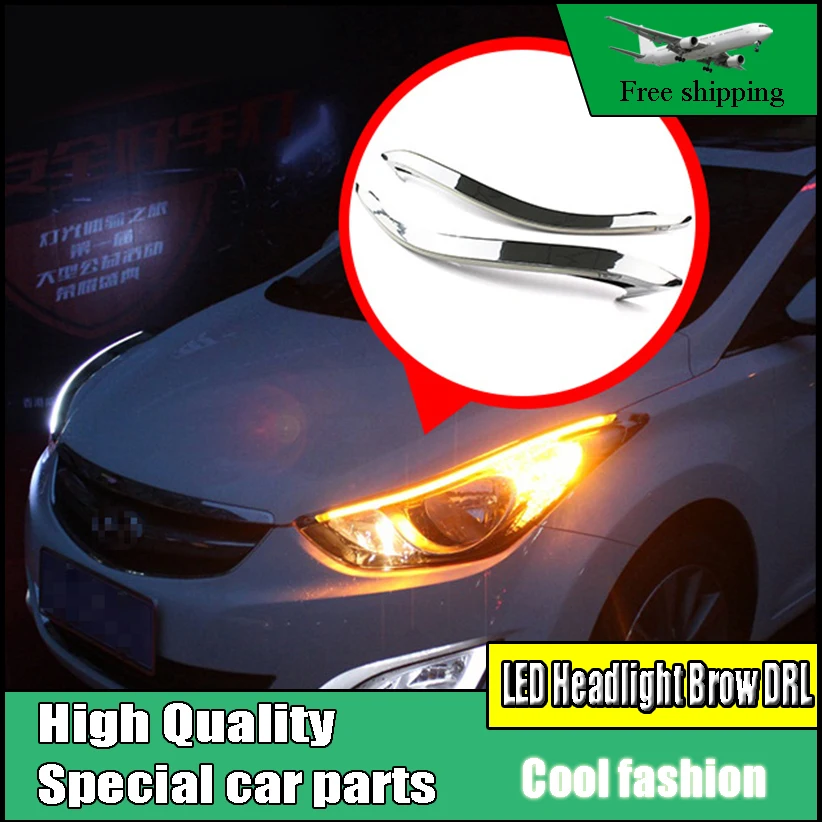 

Car Styling LED Headlight Brow Eyebrow Daytime Running Light DRL With Yellow Turn signal Light For Hyundai Elantra 2012-2015