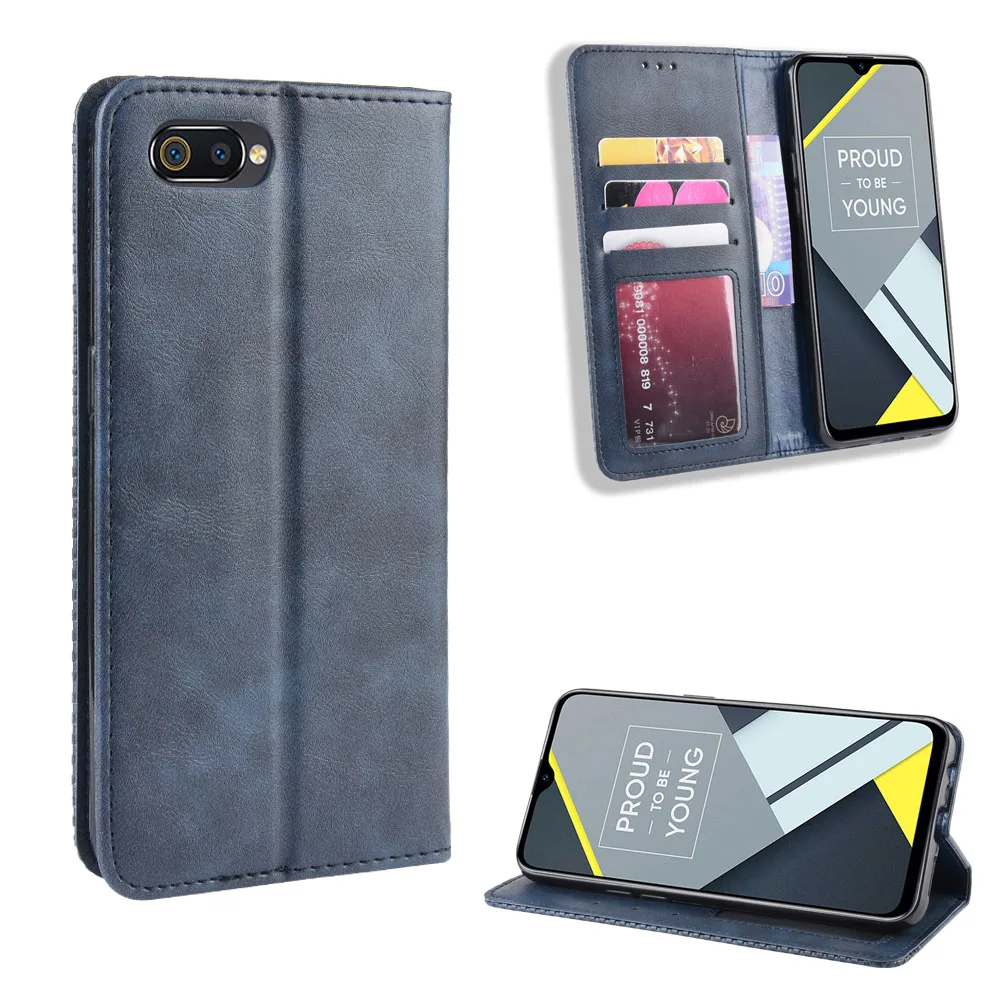 

Realme C2 Case Oppo Realme C2 C 2 Wallet Flip Style Vintage Leather Phone Back Cover For Oppo Realme C2 RMX1941 with Photo frame