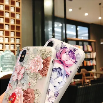 3D Relief Floral Phone Case For iPhone 6, 7, 8, X, XS, XR 3