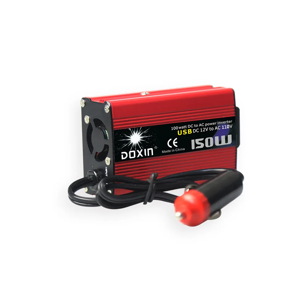 150 W инвертор автомобиля Красный 12 V с вентилятором инвертор зарядного устройства Питание двойной usb-преобразователь мощности