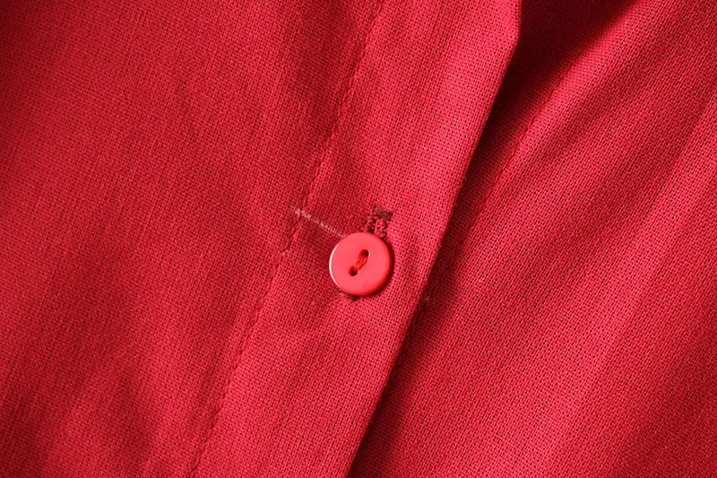 SheMujerSky женская красная рубашка миди льняное платье с пуговицами с отложным воротником женские платья бодикон