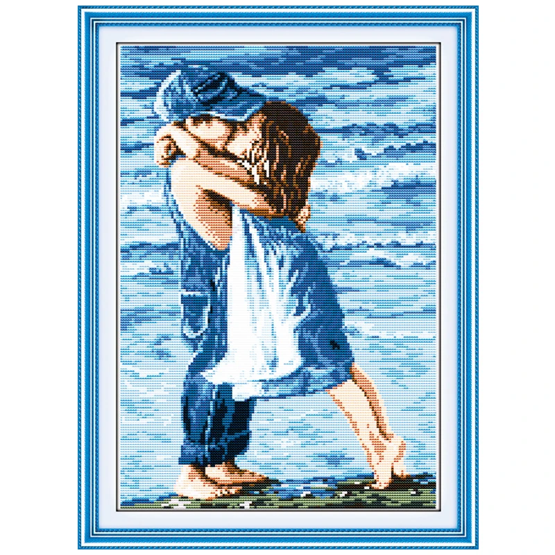 Lovers on Seaside Counted Cross Stitch