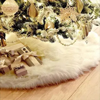 

Santa Claus Tree Ornament Christmas shaggy Tree Skirt Aprons Tree mat Decorations for Merry Christmas Party Home Decoration