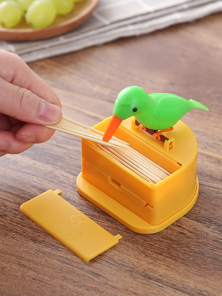 

7*10cm Automatic Pop-up Birdie Toothpick Holder Toothpick Storage Plastic Box Dispenser Decorative Items Living Room