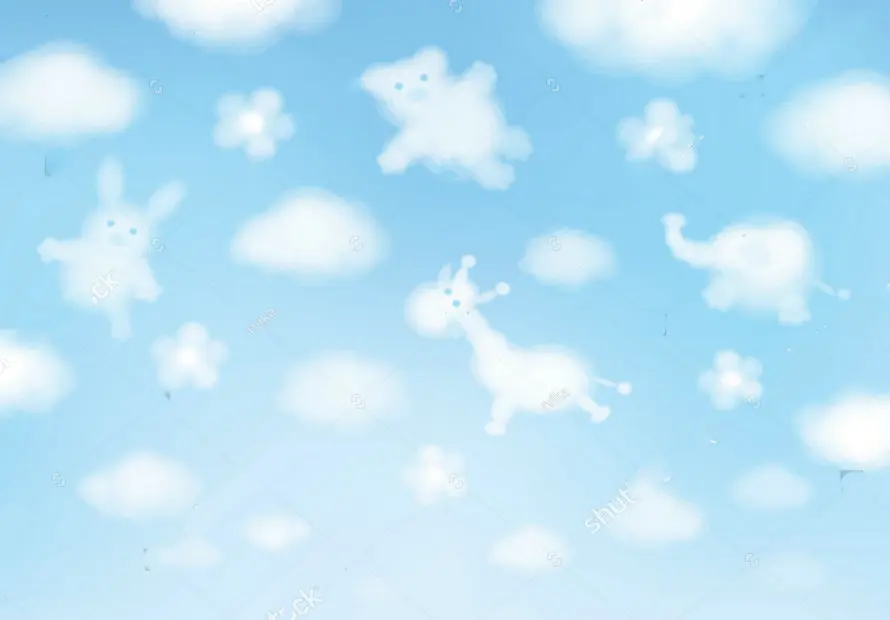 Baby Cloud Sky Animali Cartoni Animati Fondali Panno In Poliestere O Vinile Sfondi Murali Con Stampa Computerizzata Di Alta Qualità