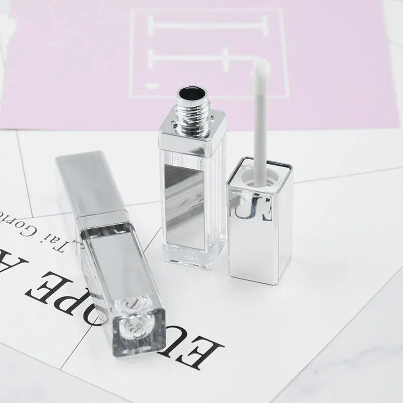 Containers com Escova Praça Vazio Claro Cosméticos Lip Gloss Tubes Make up Balm Creme Rímel Lipliner Recarga Garrafas 4 ml 3 Cheap Garrafas reutilizáveis
