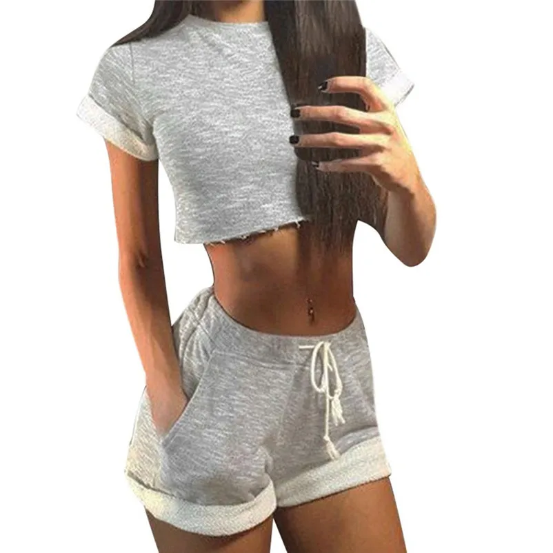 

2Pcs Women Casual Tracksuit Sweatshirt Pants Sets Elastic Waist Sport Sleeve Wear women summer plus size daily causal 2 Piece#SX