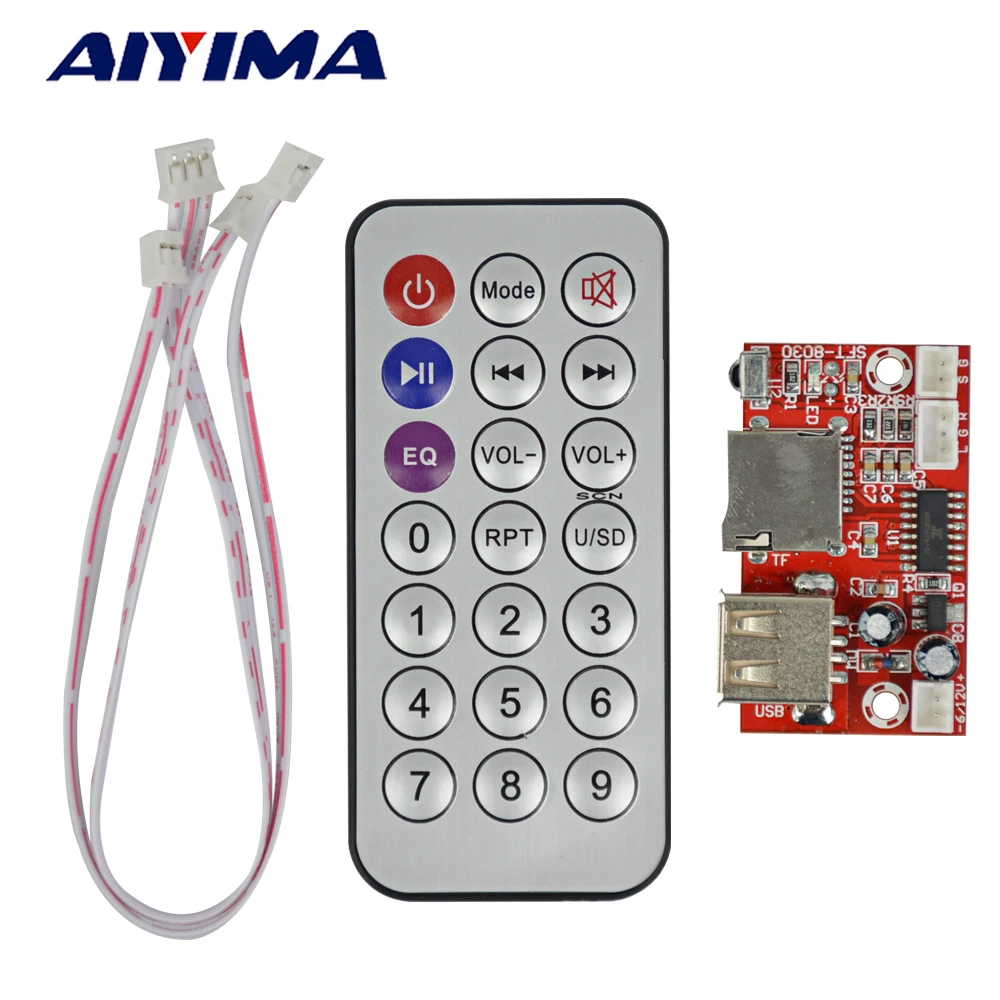 

AIYIMA Mini Audio Module USB MP3 Plyer Decoder Board DC5V-12V WAV Lossless Decoding TF Card Decoder Board