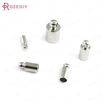 

100PCS Inside Diameter 1.8MM 2.2MM 3MM 3.4MM 5.3MM Imitation Rhodium Brass Rope Paste Connector Charms Cord End Caps Rope Caps