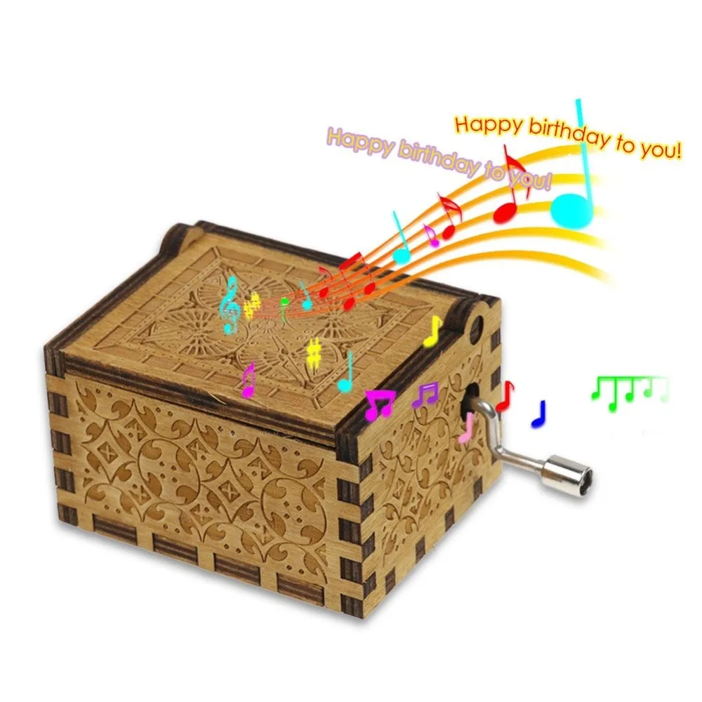 Wooden Music Box Happy Birthday Theme Music Handmade Birthday Gift