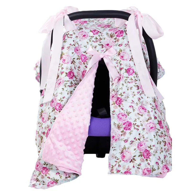 Baby Car Seat Blanket Cover Fashion Bow Newborn Baby Girls Soft Safety Car Seat Canopy Nursing Cover Multi-use Blanket Cover new
