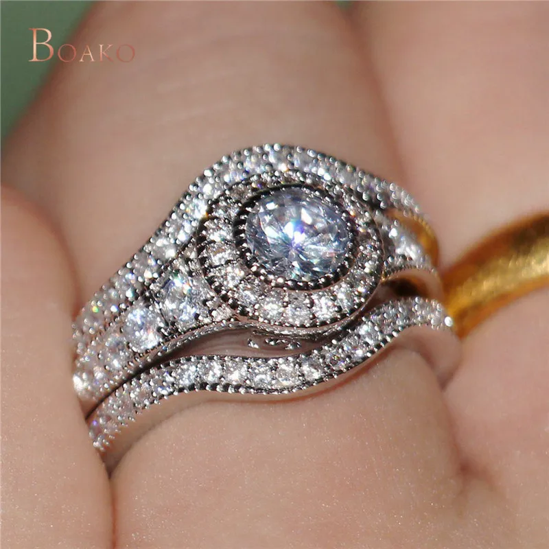 

Fashion Ring Set Punk Style White Gold Color Cubic Zircon Knuckle Rings For Women Wedding Engagement Finger Bands Jewelry D4