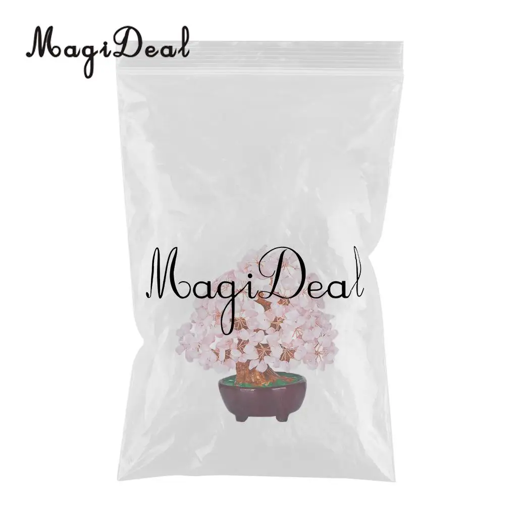 7 inch Natural Crystal Gemstone Money Tree for Office/Home/Meeting Room Desk Ornaments -Pink