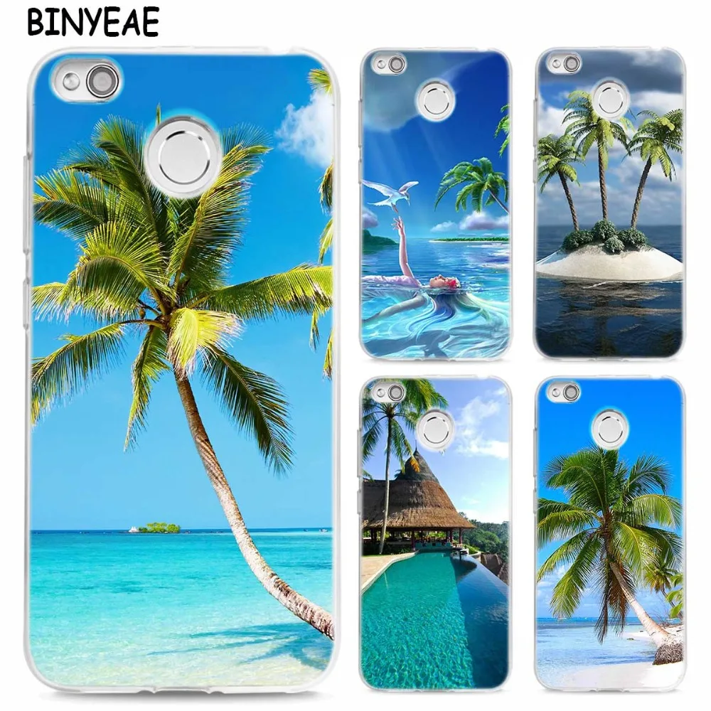 

BINYEAE summer Beach Scene on sea Palm Tree Soft Transparent silicone Phone Cases for Xiao Redmi Note S2 4 5 6 8 A X Pro SE