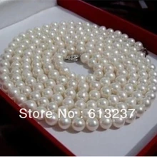 Recién blanco cultivadas de agua dulce redonda natural 7-8mm perla de los encantos que hacía collar 48 pulgadas MY4575