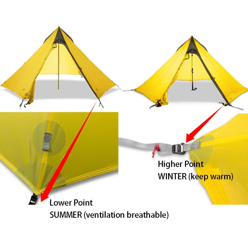 Сверхлегкий Открытый Кемпинг Teepee 15D Silnylon Пирамида палатка 2-3 человек большая палатка водостойкая альпинизмом походные палатки