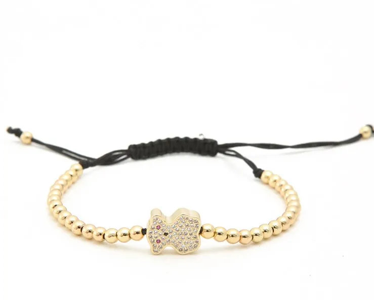 Золото Серебро Микро-паве cz кубический цирконий веревка отрегулированный браслет из медного бисера dfg3 Шарм плетеные браслеты для женщин