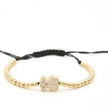 Золото Серебро Микро-паве cz кубический цирконий веревка отрегулированный браслет из медного бисера dfg3 Шарм плетеные браслеты для женщин