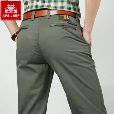AFS JEEP Брендовые повседневные мужские брюки из хлопка облегающие прямые длинные брюки мужские брюки для мужчин Pantalones Hombre плюс размер 30-44 - Цвет: Army Green