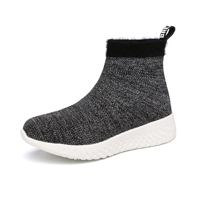 Elastic Farbic Thick Bottom Sock Boots Women Short Boots Fashion Round