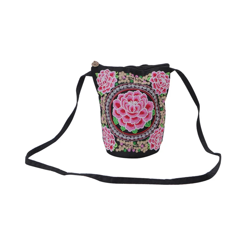 

Chinese New Brand National Women Girl Lady Floral Embroidered Bucket Bag Handbag Pouch Shoulder Bag Purse Crossbody Bag Zip