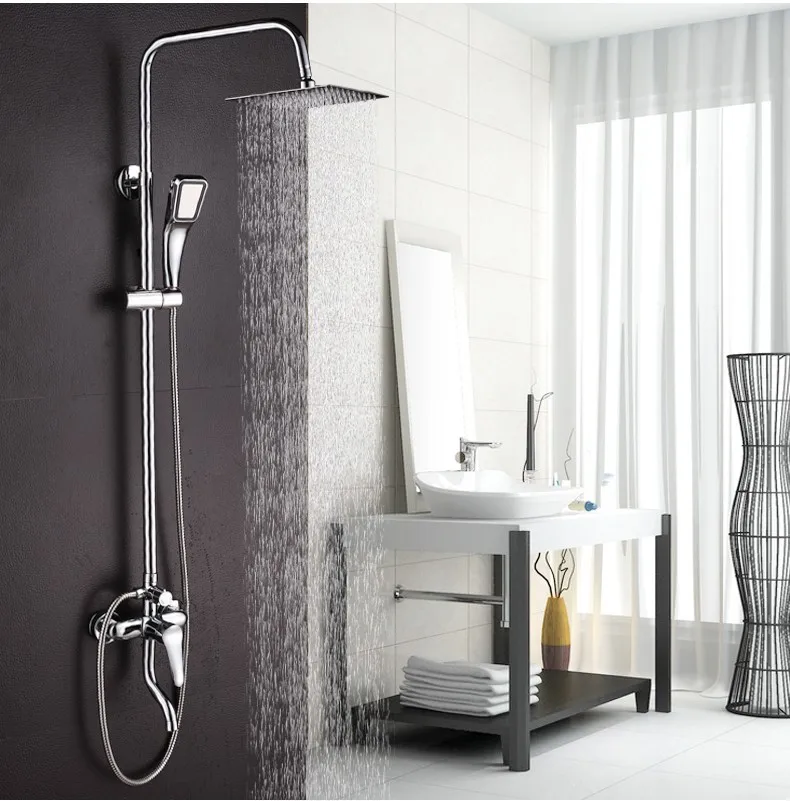 

Dofaso stainless shower mixer round and square hotel shower white full rain bath shower faucet rainfall shower set 20*20CM