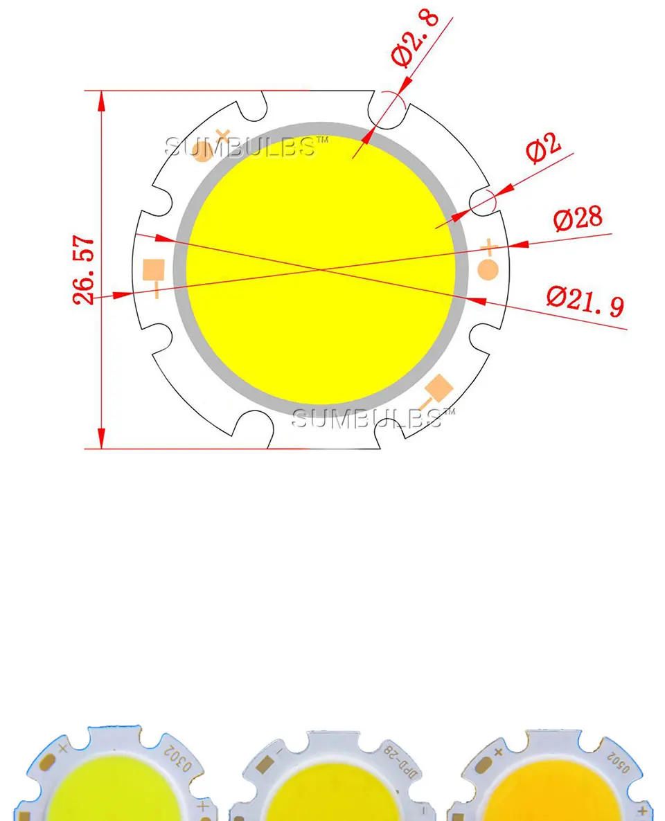 Round COB LED Chip On Board Light Source 28mm Diameter for Spotlight Downlight DIY LED Lamp Bulbs (1)
