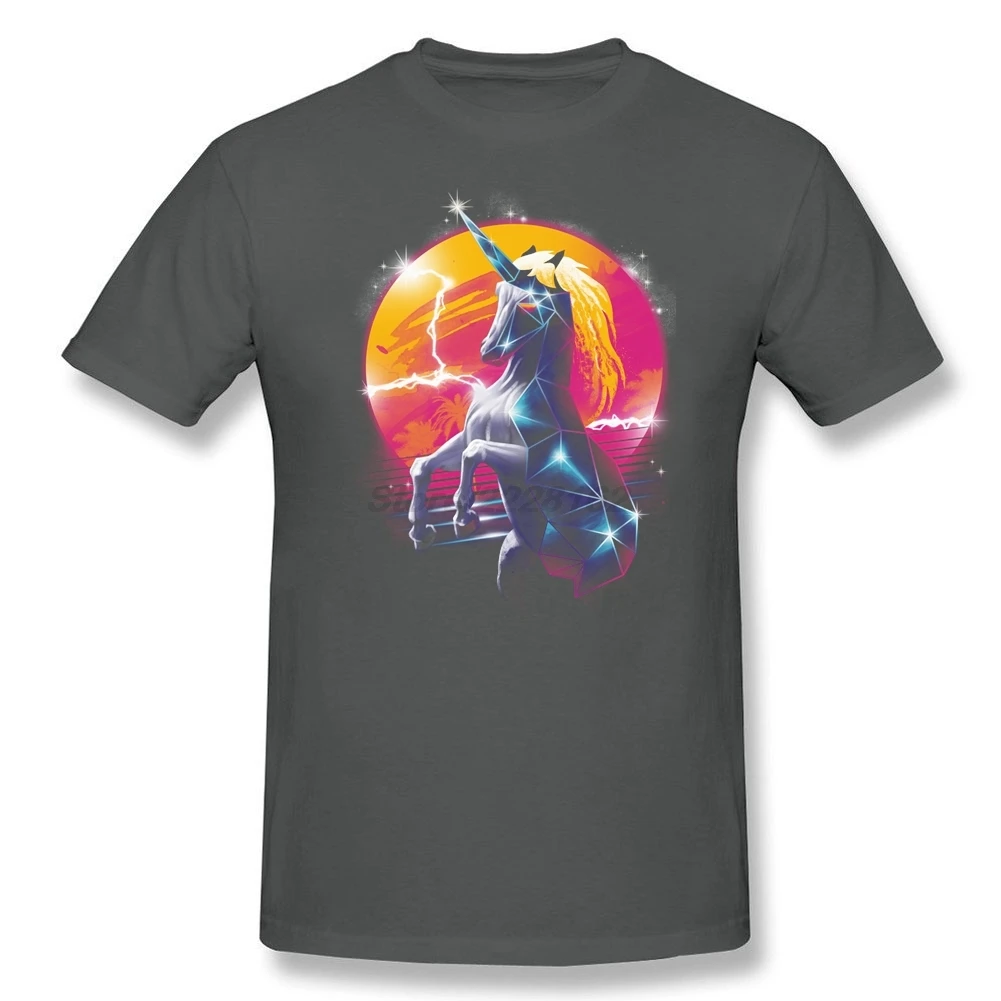 Футболка мужская с круглым вырезом коротким рукавом и принтом единорога|t shirt|mens