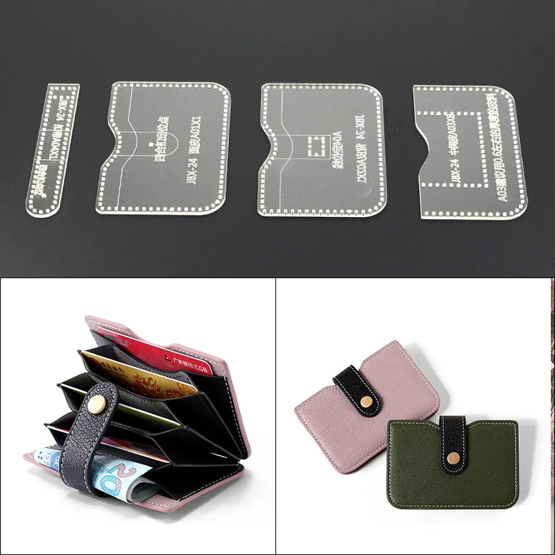 

DONYAMY 1 Set Acrylic Wallet Leather Template Card package For Home Handwork Leather Craft Pattern Tools Accessory Purse DIY