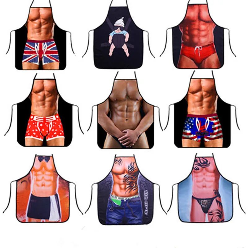 1Pcs Whimsy Funny creative personality Muscle man clean apron Annual party dining room kitchen