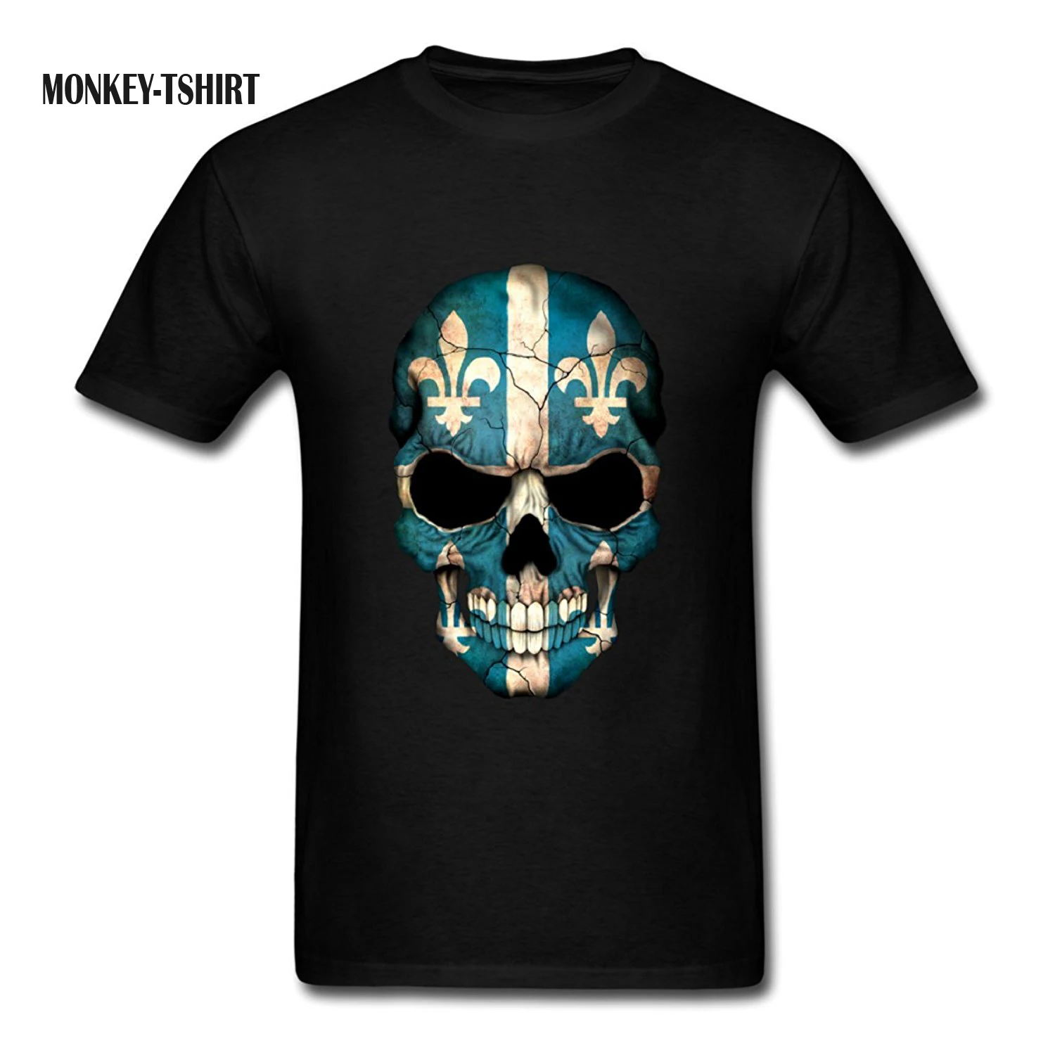 Для Мужчин's Квебек флаг череп Хлопок Graphic T Shirt|Футболки| |