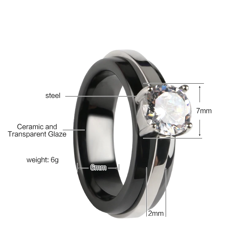 2.0ct AAA циркон обручальные кольца для женщин серебряный цвет 316 нержавеющая сталь керамические кольца женские anel Австрийские кристаллы ювелирные изделия