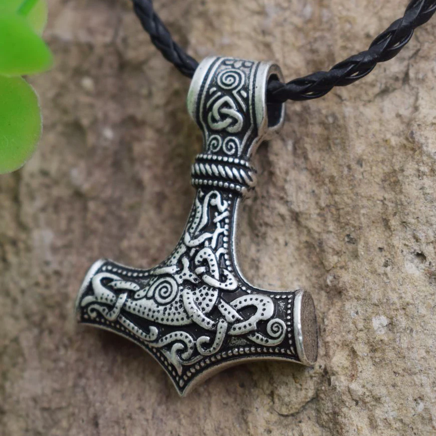 SanLan подвеска с символикой викингов Thors Молот Мьёльнир Necklace Руна Amulet No|Ожерелья