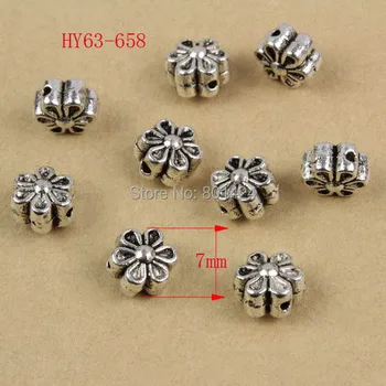 

free shipping 150pcs 63-658 zinc alloy tibetan bead 7mm flower metal beads spacer beads making for jewelry