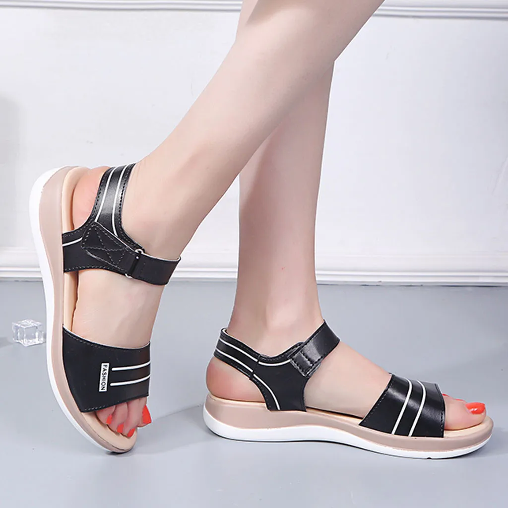 

NEW Women ladies shoes and sandalsFashion Wild Sandals Round Head Solid Color Sandals Shoes Wedge Sandals chaussures femmesYP25