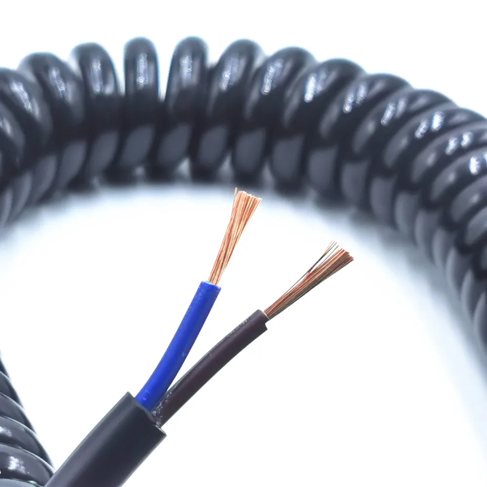 2-ядерный Весна Телескопический провод со спиральным кабелем 24AWG 20AWG 17AWG 14AWG 2,5 м 5 м 7,5 черный шнур питания Расширяемый Провода