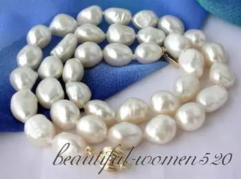 

Z2856 17" 12mm white baroque freshwater pearl necklace