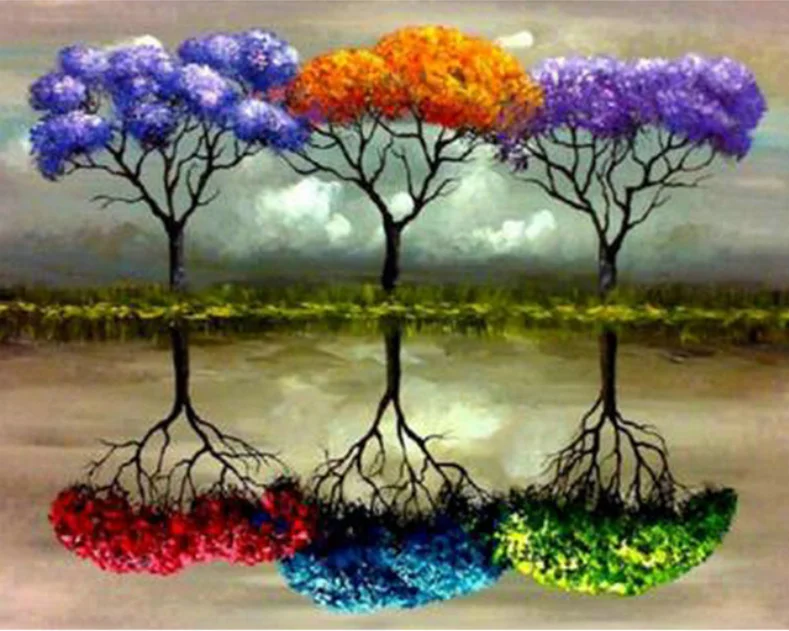 

5D DIY Diamond Embroidery Color trees Full Scenery Rhinestone cross stitch kits handmade embroider Christmas love Gift