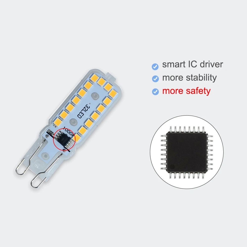 Светодиодная мини лампа G9 220 В 110 SMD 2835 диммируемая светодиодная