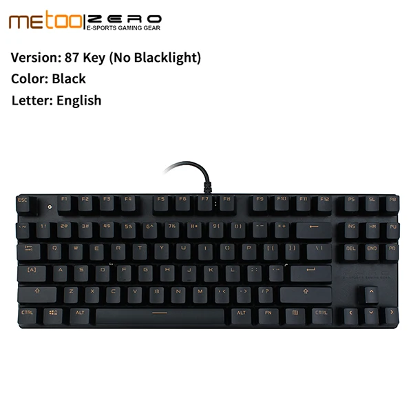 METOO ZERO русская игровая механическая клавиатура, оригинальная 104 87 клавиша с подсветкой, игровой дизайн, черный, красный, синий переключатель для dota2 - Цвет: 87 No Blacklight