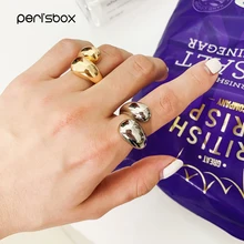Peri'sBox Золотое массивное купольное кольцо для женщин, большое Открытое кольцо на палец, массивное купольное широкое кольцо, ювелирные изделия, новинка